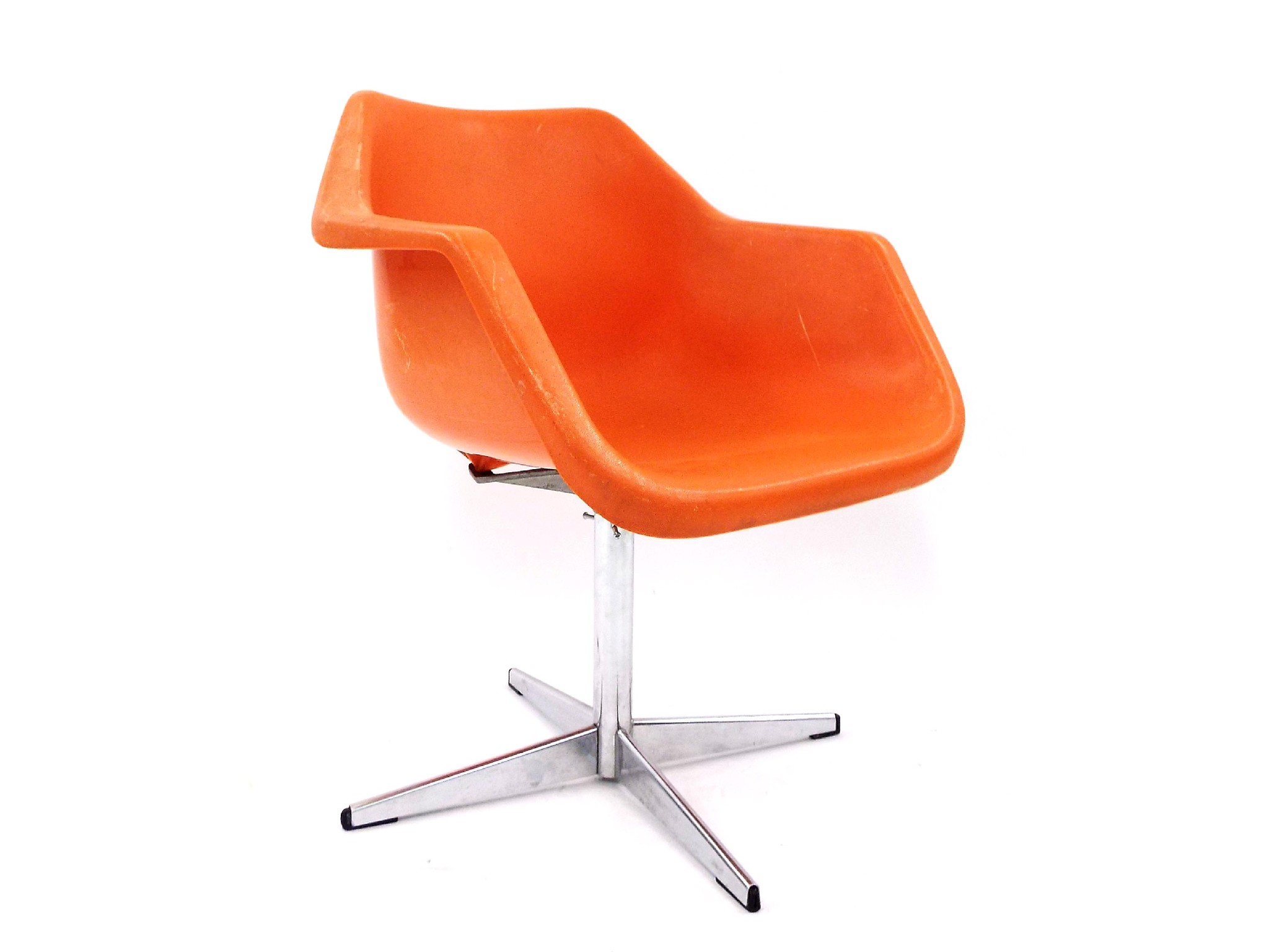 Appraisal: Robin Day for Hille orange moulded polyprop swivel chair upon