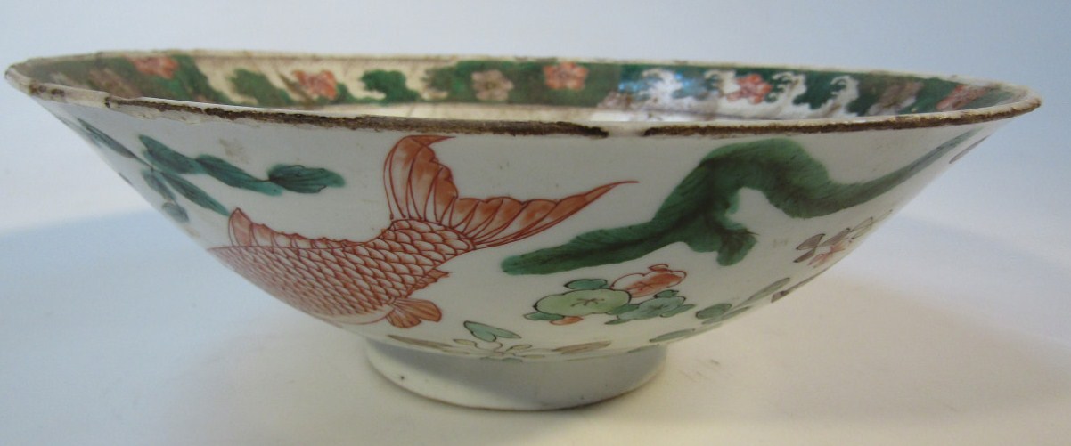 Appraisal: A Chinese porcelain Ming period bowl polychrome decorated and centred