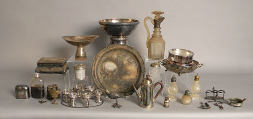 Appraisal: Group of weighted silver and plate