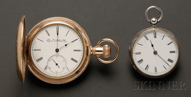 Appraisal: Two Pocket Watches Elgin Watch Company and Switzerland the size