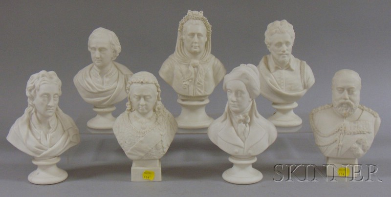 Appraisal: Seven Small Parian Historical Busts Cowper Locke Queen Victoria Ben