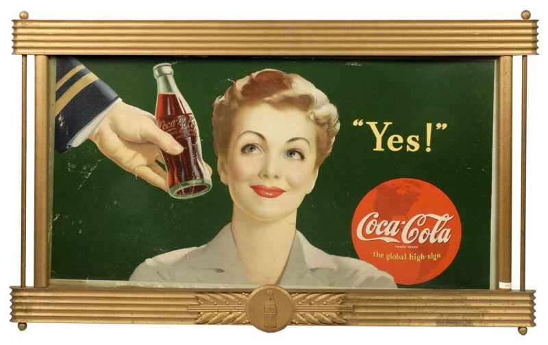 Appraisal: Framed Cardboard Coca-Cola Poster Description Original frame Displays well Condition