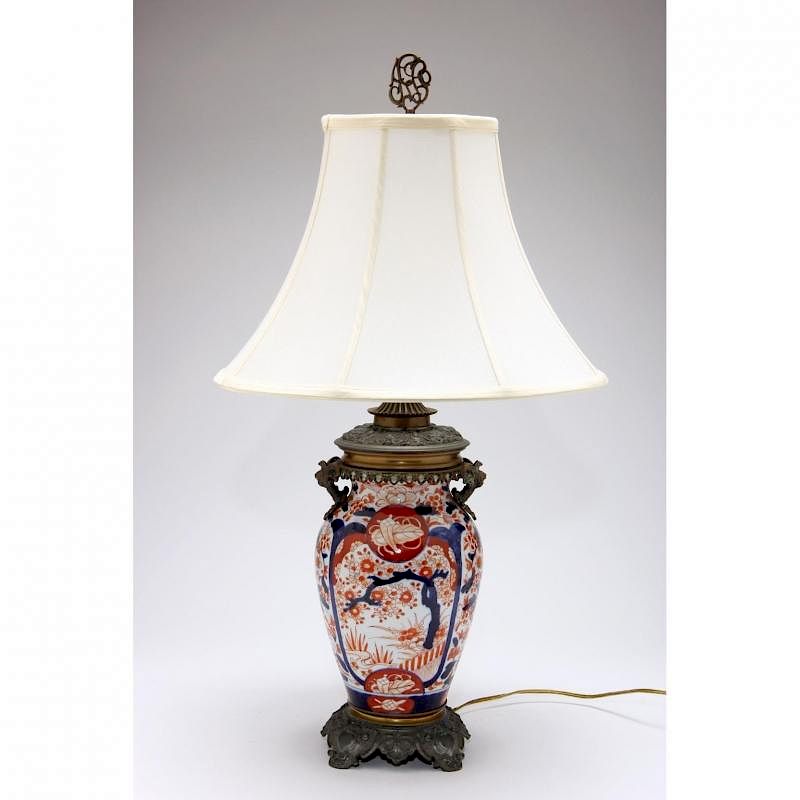 Appraisal: Japanese Imari Porcelain Table Lamp th century Imari jar with