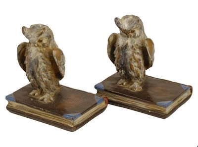 Appraisal: A pair of American cold painted bronze owl bookends each