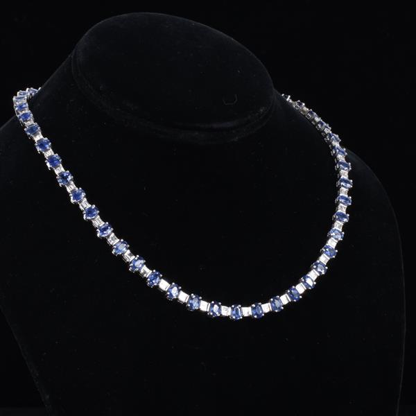 Appraisal: Platinum Ceylon Sapphire Diamond Riviera Necklace containing Ceylon sapphires weighing