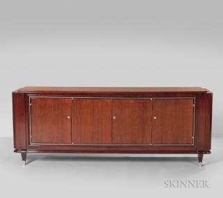 Appraisal: Art Deco Sideboard Mahogany nickel-plate France th century Lacquered rectangular