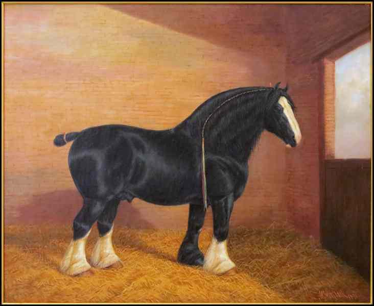 Appraisal: ALBERT CLARK BRITISH - SHIRE HORSE IN STABLE Oil on