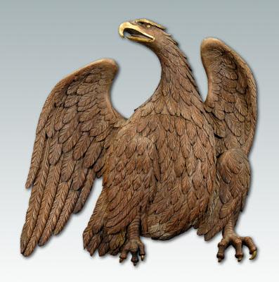 Appraisal: Monumental carved spread-wing eagle architectural eagle with finely articulated feathers