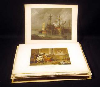 Appraisal: Pcs Laid Paper Hand Tinted ANTIQUE HISTORICAL MYTHOLOGICAL ENGRAVINGS LITHOGRAPHS