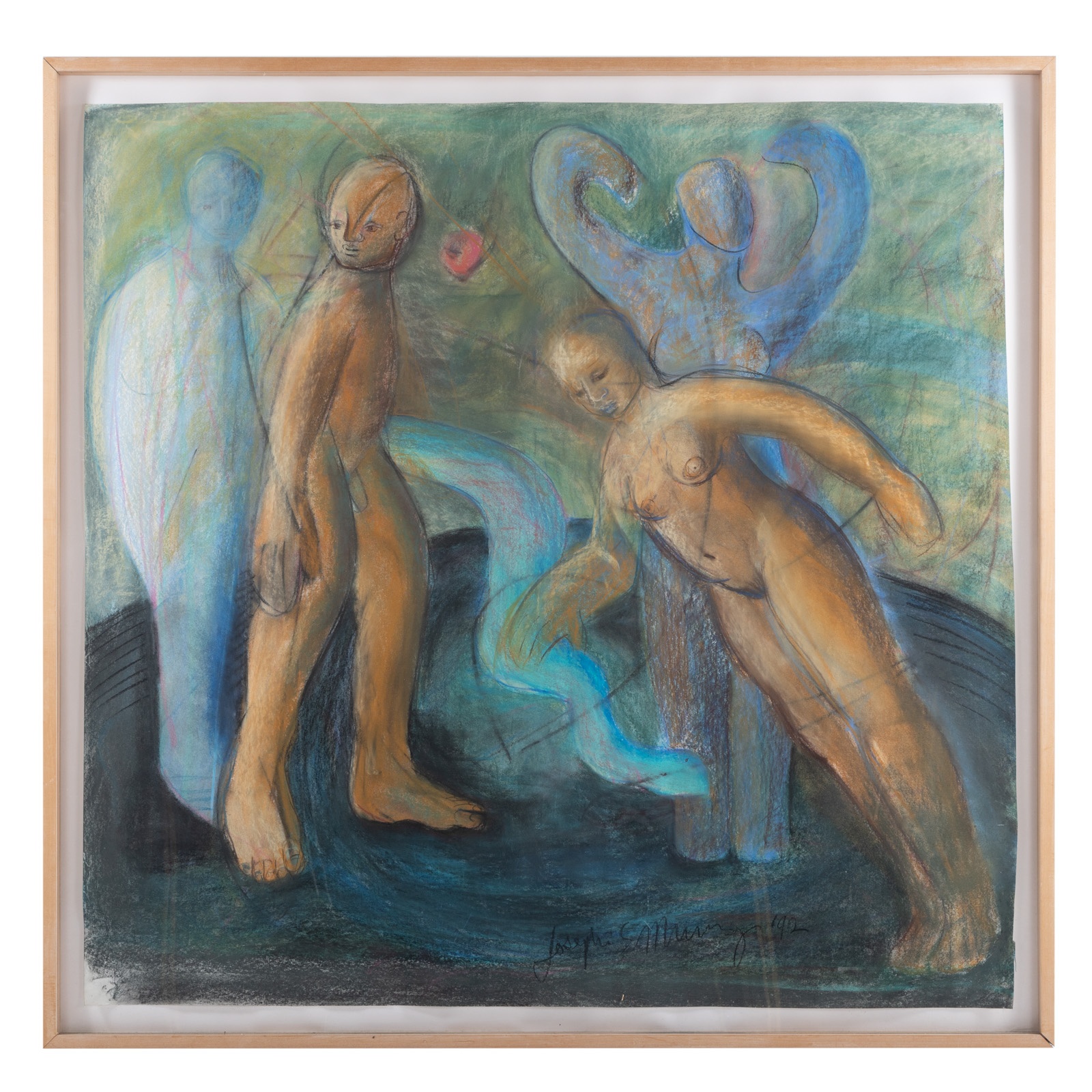 Appraisal: JOSEPHINE STETTINUS ADAM AND EVE OIL PASTEL American th century