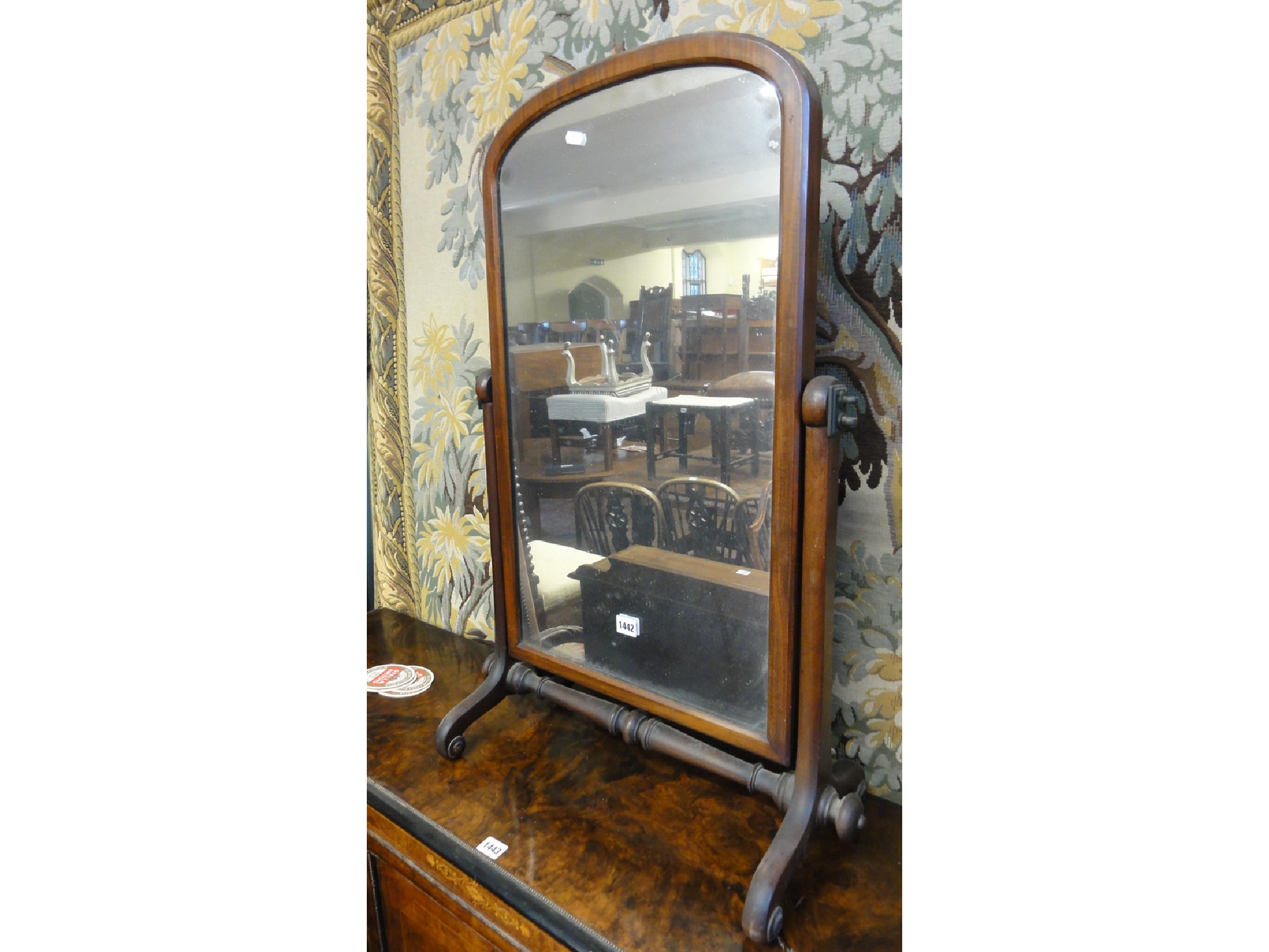 Appraisal: A Victorian mahogany toilet mirror of unusual size raised on