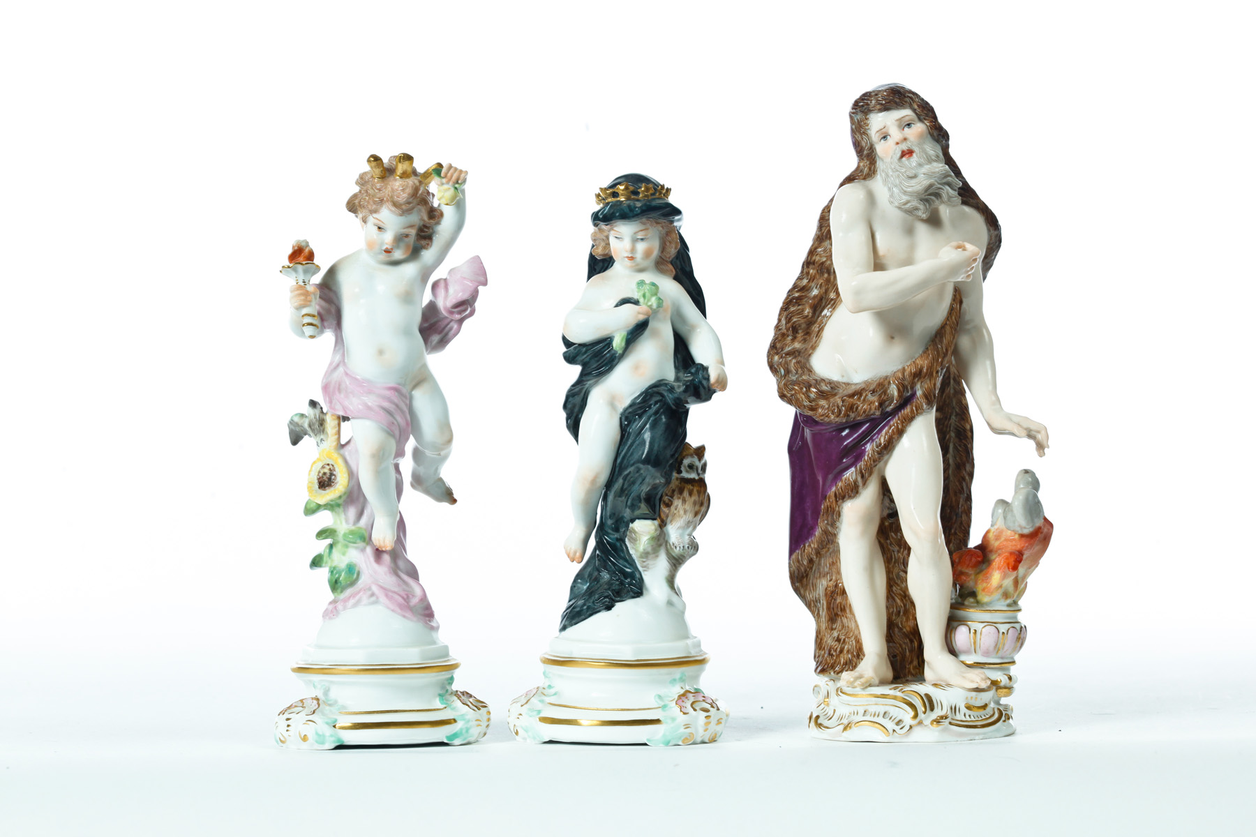 Appraisal: THREE MEISSEN FIGURES OF SEASONS Germany late th-early th century