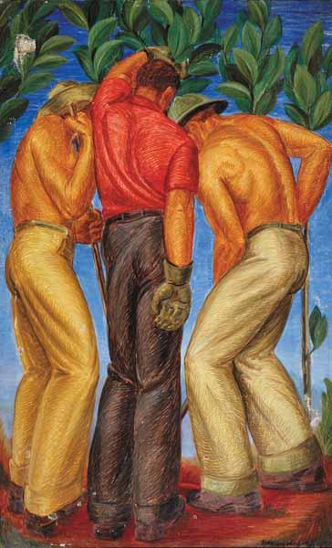 Appraisal: Hans Mangelsdorf German New Orleans b Men Planting oil on