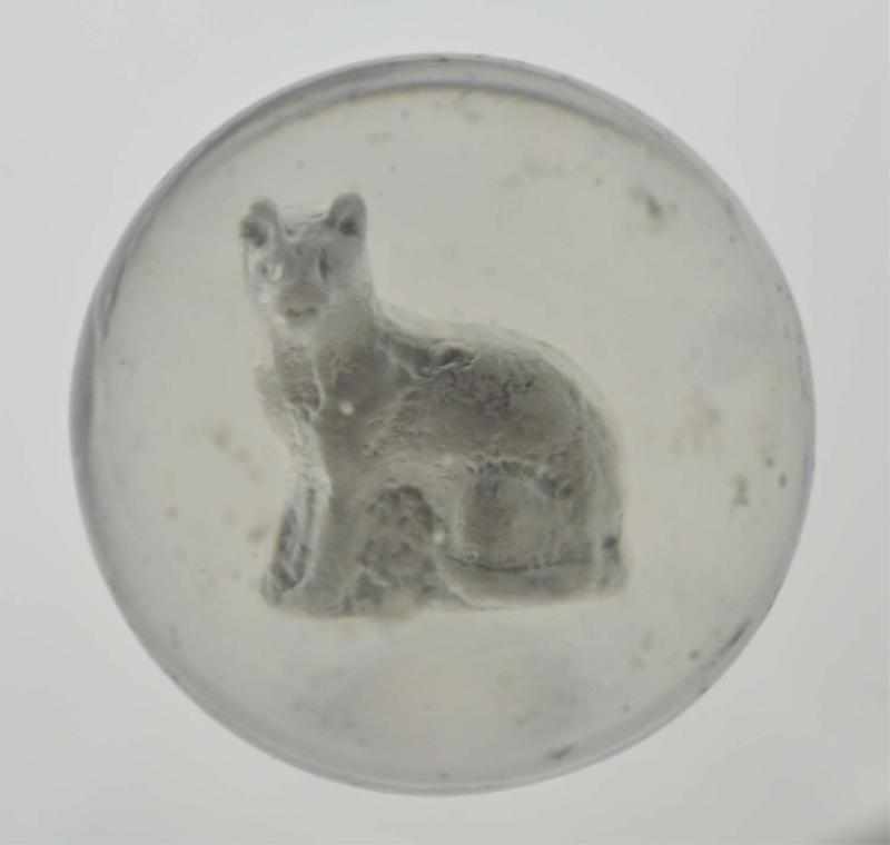 Appraisal: Cat Sulphide Marble Description Sitting cat figure is well-centered with