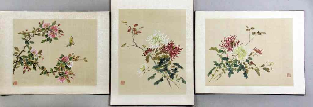 Appraisal: Chinese Qing Watercolor Paintings On SilkFinely painted to depict lotus