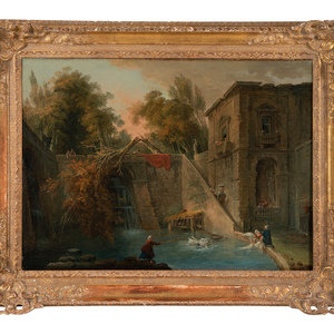 Appraisal: Attributed to Hubert Robert French - L'arbre bris oil on