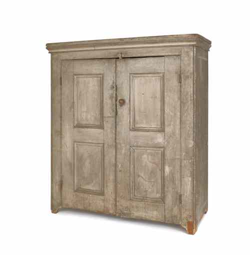 Appraisal: Pennsylvania painted pine wall cupboard th c retaining an old