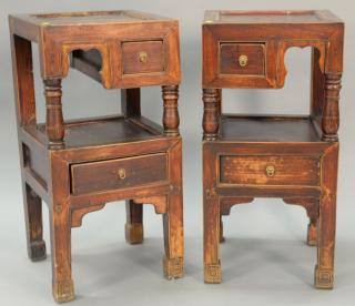 Appraisal: Pair of Chinese side stands with two drawers having remnance