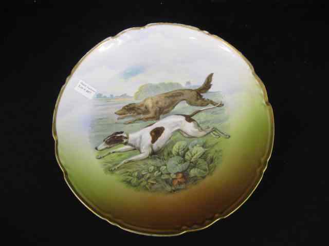 Appraisal: German Porcelain Charger dogs running '' diameter excellent