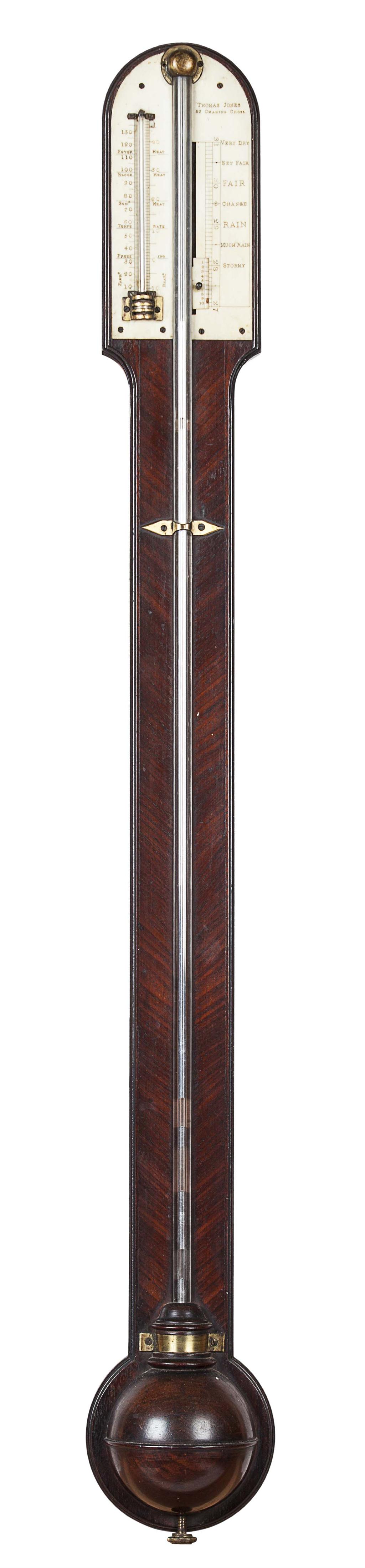 Appraisal: MAHOGANY STICK BAROMETER BY THOMAS JONES CHARING CROSS LONDON EARLY