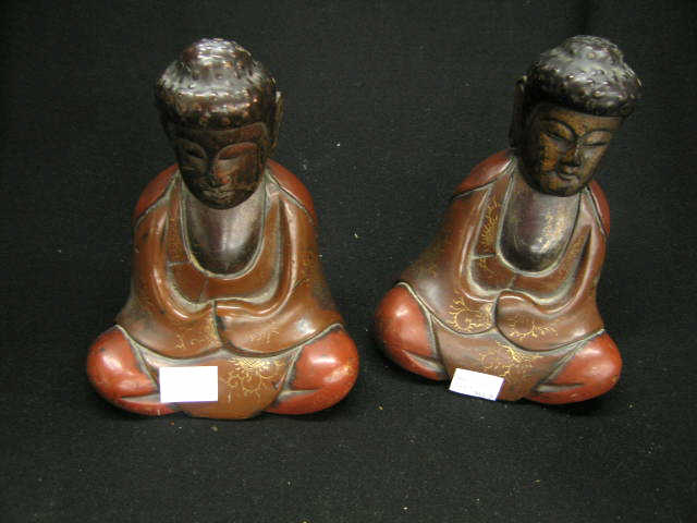 Appraisal: Pair of Oriental Lacquerware Figures of buddha seated early