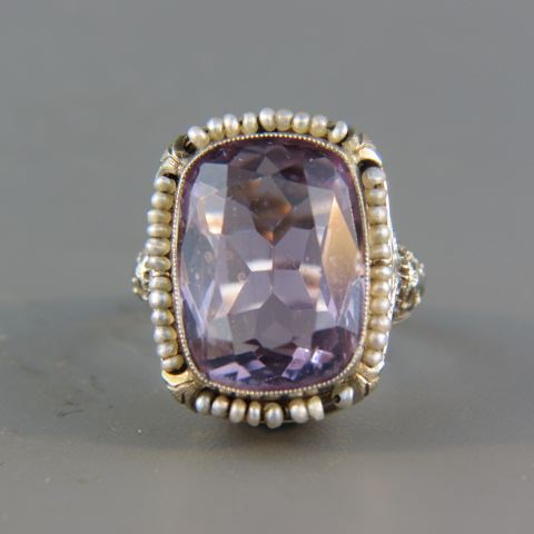 Appraisal: Amethyst Ring beautiful gem weighing approx carats surrounded by seed