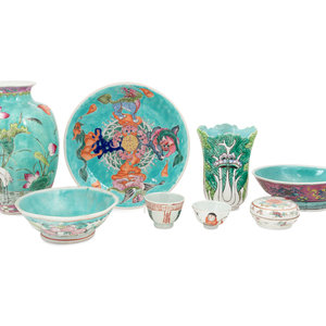 Appraisal: Eight Chinese Porcelain Wares Late Qing Dynasty comprising two bowls