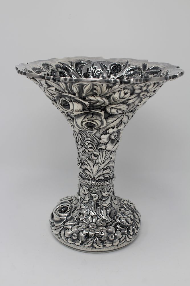 Appraisal: Stieff Company Sterling Silver Repousse Vase Lovely Sterling repousse vase