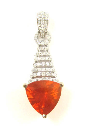 Appraisal: FIRE OPAL AND FOURTEEN KARAT WHITE AND YELLOW GOLD PENDANT