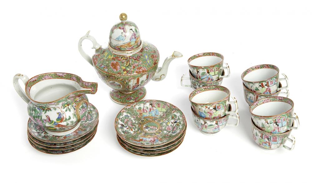 Appraisal: A FAMILLE ROSE PIECE TEA SET LATE QING DYNASTY including