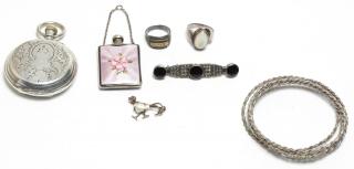 Appraisal: Silver Jewelry Articles incl Guilloche Enamel Sterling and tested silver