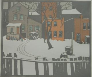 Appraisal: George Adomeit woodblock George Adomeit American - - ''First Snow''-