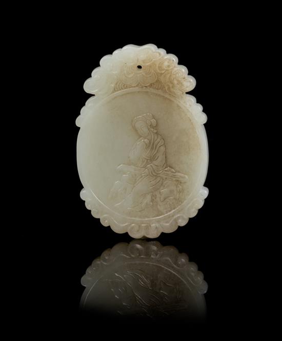 Appraisal: Sale Lot A Jade Pendant of a near-white stone with