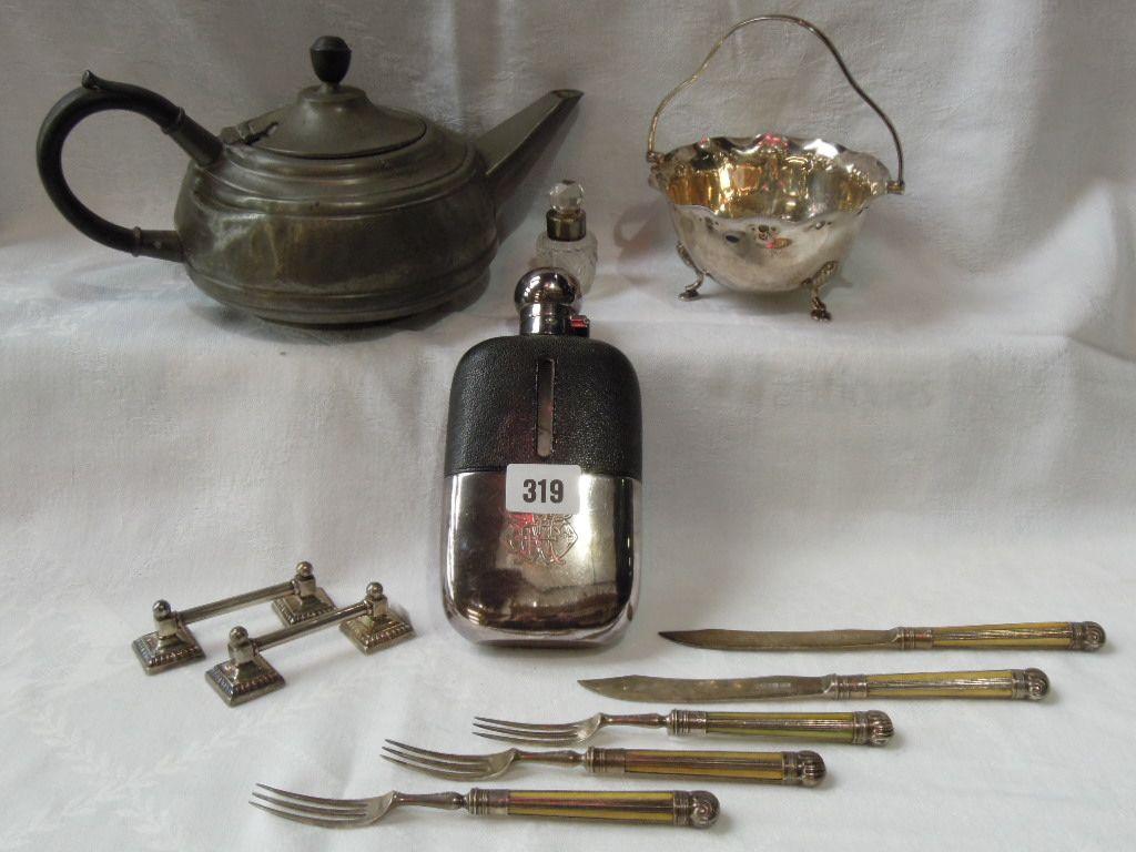 Appraisal: A Victorian silver plated hip flask by James Dickson Sons