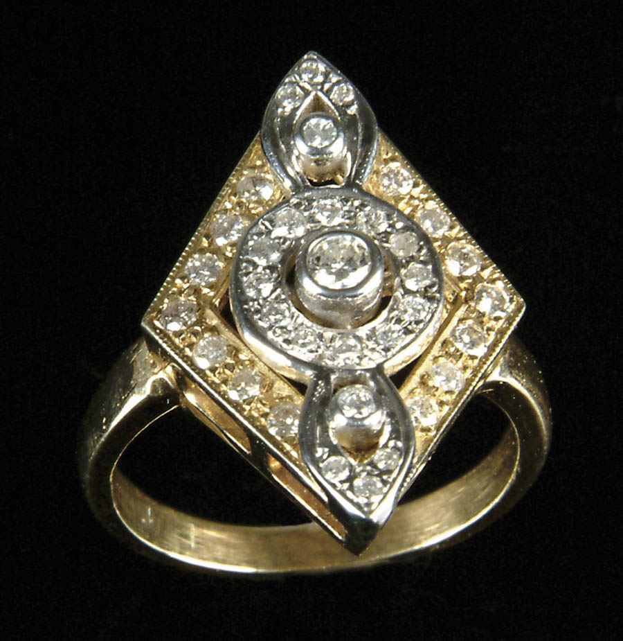 Appraisal: DIAMOND K WHITE AND YELLOW GOLD LADY S DINNER RING