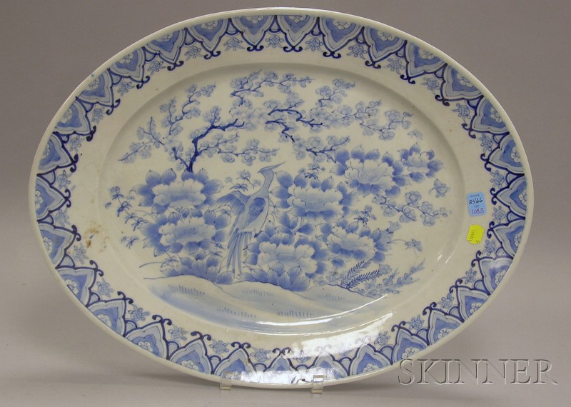 Appraisal: Japanese Oval Blue and White Decorated Porcelain Platter