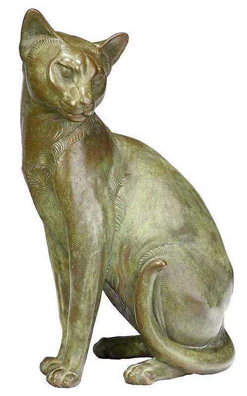 Appraisal: Nina Akamu American born Stylized Cat signed N Akamu patinated