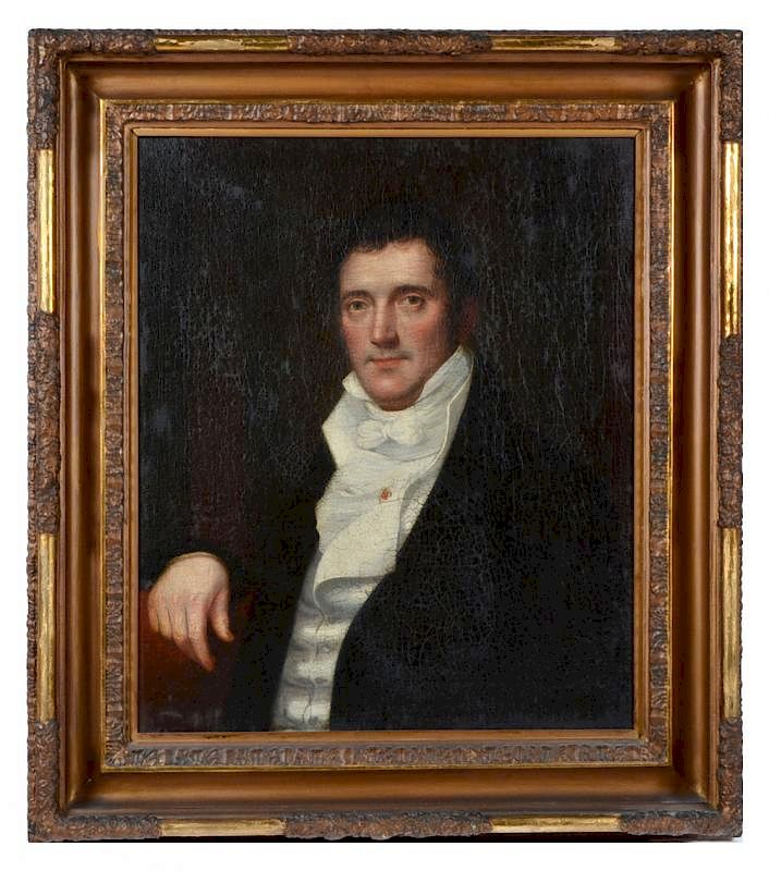 Appraisal: American school painting portrait of a gentleman American school painting