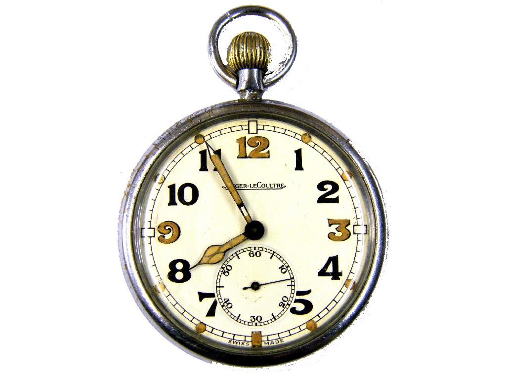 Appraisal: Jaeger Le Coultre Military issue chrome brass case pocket watch