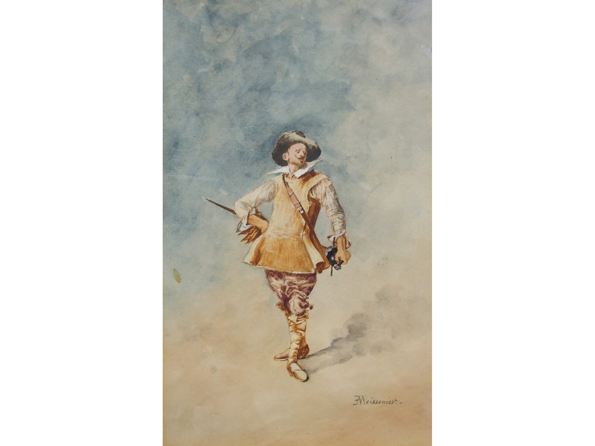 Appraisal: ERNEST MEISSONIER French - SWORDSMANWatercolour signed x cm x