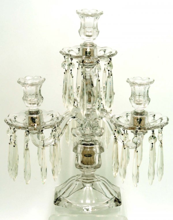 Appraisal: A crystal four lite candelabra Two part Removable scalloped cups