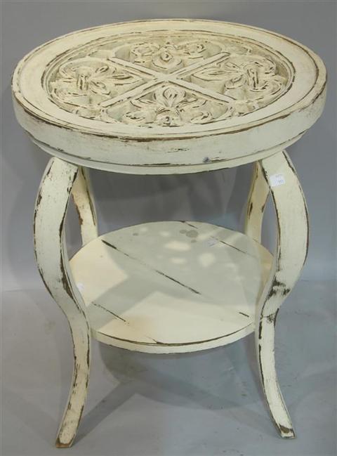 Appraisal: SMALL ROUND WHITE-WASHED TABLE GLASS TOP th century the circular