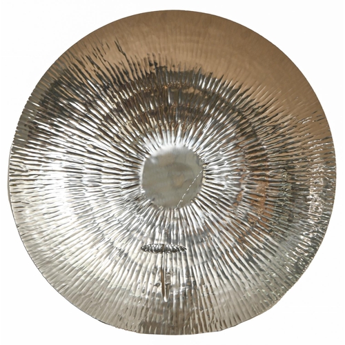 Appraisal: A silvered metal wall sconce with textured parabolic reflector