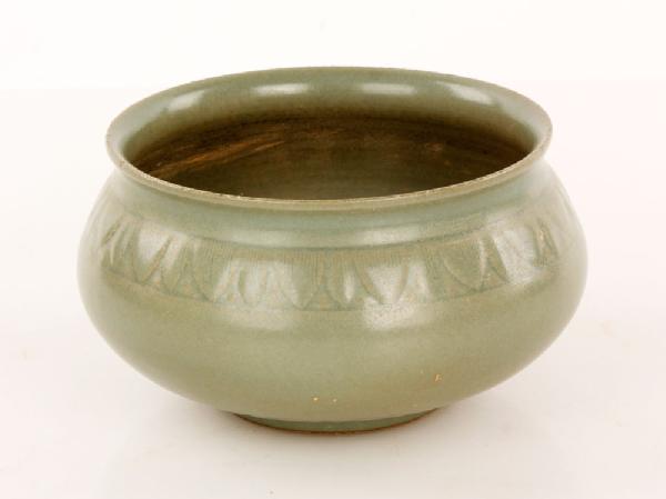 Appraisal: - Antique Chinese Green Glazed Porcelain Censer Green glazed porcelain