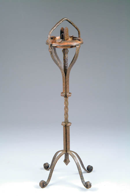 Appraisal: ARTS AND CRAFTS STYLE BRONZE FLOOR ASHTRAY Stand has central