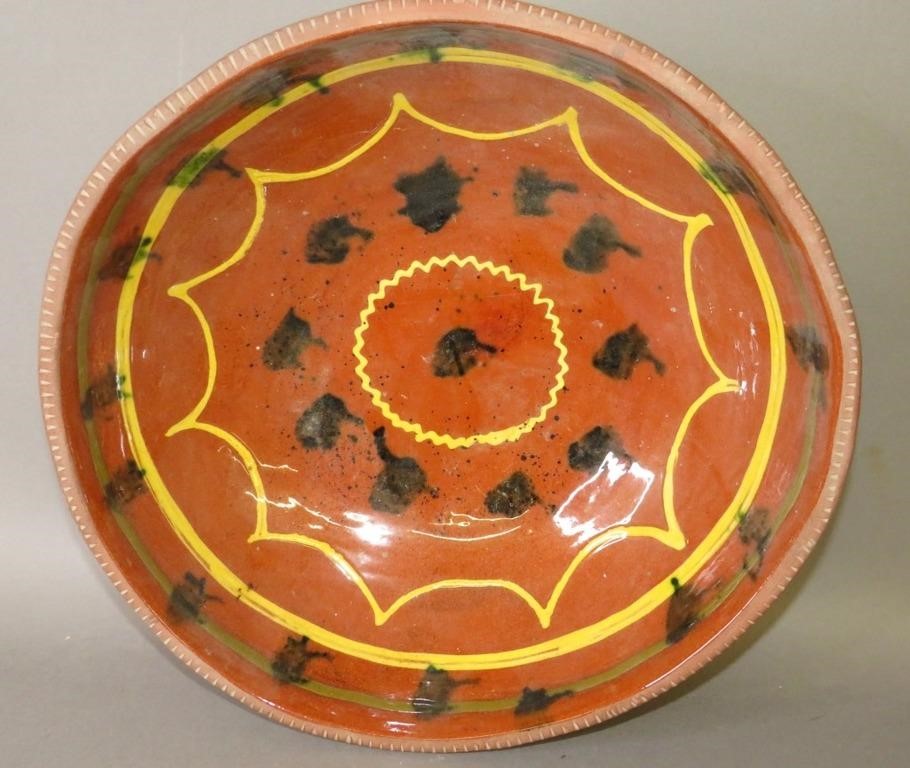 Appraisal: FOLK ART REDWARE LARGE BOWL BY LESTER BREININGERca dated marked