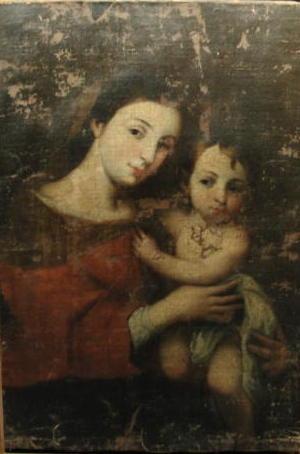 Appraisal: UNSIGNED Oil on Canvas Old Master Woman with child As