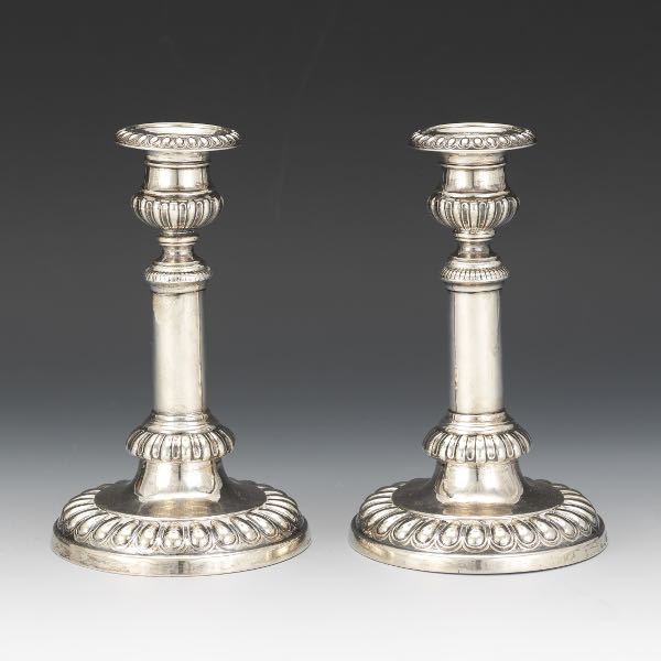 Appraisal: GEORGE III STERLING SILVER HEIGHT-ADJUSTABLE CANDLESTICKS BY NATHAN SMITH CO