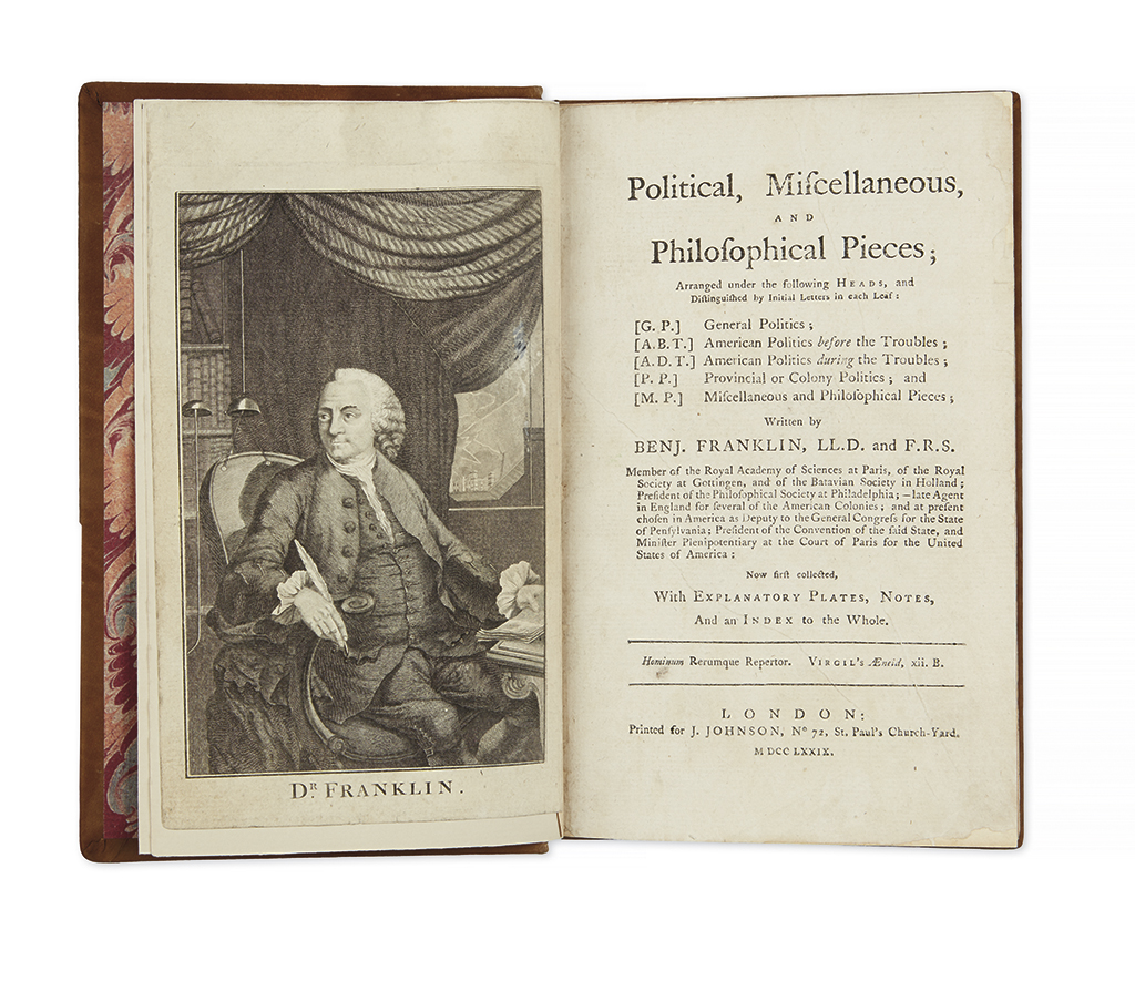 Appraisal: FRANKLIN BENJAMIN Political Miscellaneous and Philosophical Pieces plates folding table