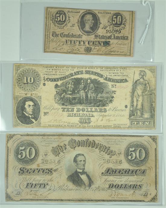 Appraisal: Three Confederate Notes cent note dated - FR CS- nice